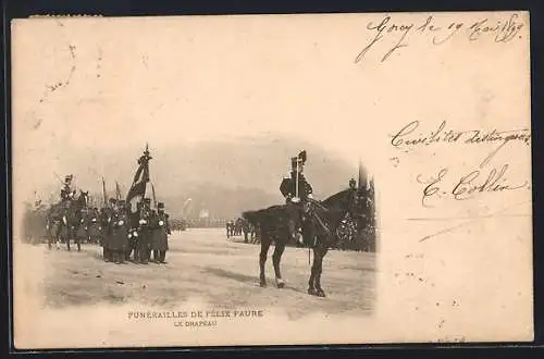 AK Funerailles de Felix Faure, le Drapeau, Parade zur Beerdigung