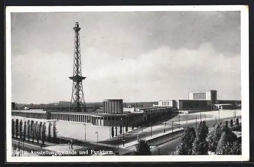 AK Berlin-Charlottenburg, Ausstellungsgelände und Funkturm aus der Vogelschau