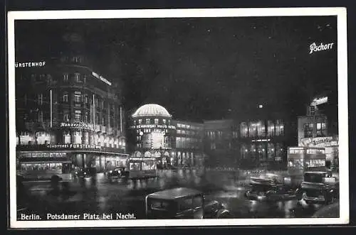 AK Berlin-Tiergarten, Potsdamer Platz bei Nacht