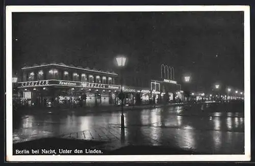 AK Berlin, bei Nacht, Unter den Linden