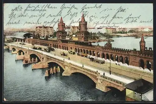 AK Berlin-Friedrichshain, Oberbaumbrücke aus der Vogelschau