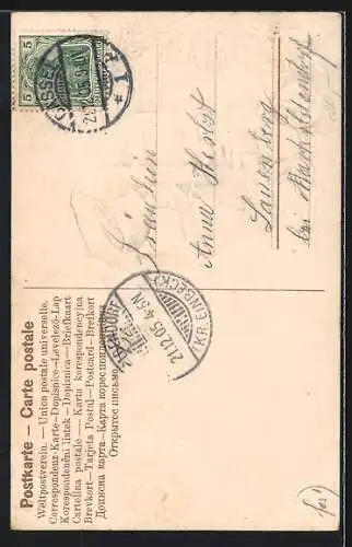 Präge-AK Schneemann läutet Weihnachtsglocken