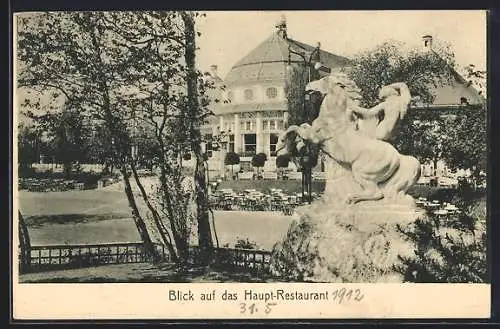 AK München, Bayrische Gewerbeschau 1912, Blick auf das Haupt-Restaurant