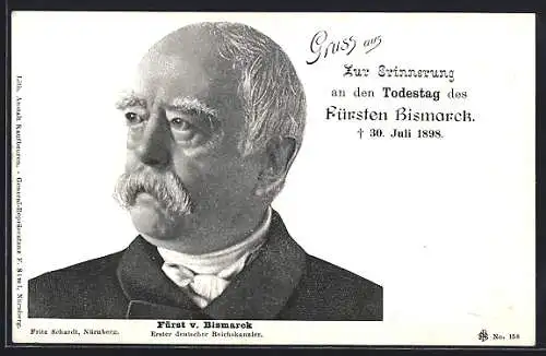 AK Fürst Bismarck, Todestag 1898, Portrait