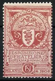 Reklamemarke Milano, Esposizione Filatelica Internazionale 1906, Wappen mit Löwe