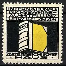 Reklamemarke Leipzig, Internationale Buchgewerbe-Ausstellung 1914, Österreichisches Haus, Buchsymbol