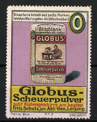 Reklamemarke Leipzig, Globus-Scheuerpulver, Dose als Symbol