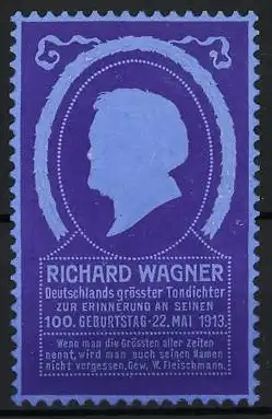 Reklamemarke Richard Wagner, 100. Geburtstag 1913, Silhouette