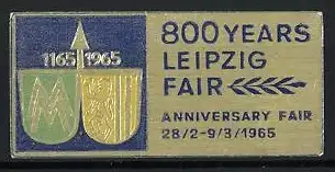 Reklamemarke Leipzig, 800 Years Leipzig Fair, 1965, Wappen und Pfeil