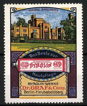 Reklamemarke Schloss Babelsberg, Das Beste zur Hautpflege, BYROLIN-Tube