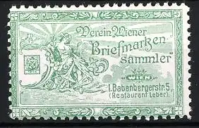 Reklamemarke Wien, Verein Wiener Briefmarkensammler, Frau mit Fahne