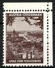 Reklamemarke Graz, Graz vom Schlossberg, Landschaftsansicht