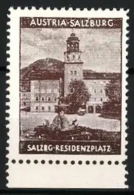 Reklamemarke Salzburg, Salzburg-Residenzplatz, Turm und Gebäudeansicht