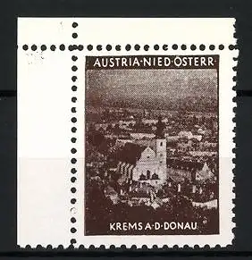 Reklamemarke Krems a. d. Donau, Austria-Nied. Österr., Stadtansicht mit Kirche