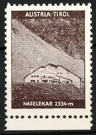 Reklamemarke Austria-Tirol, Hafelekar 2334m, Berghütte