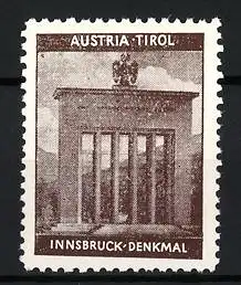 Reklamemarke Austria Tirol, Innsbruck-Denkmal, Gebäude mit Wappen