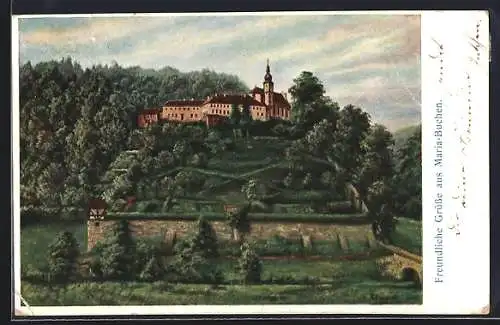 Künstler-AK Maria-Buchen, Blick zum Schloss