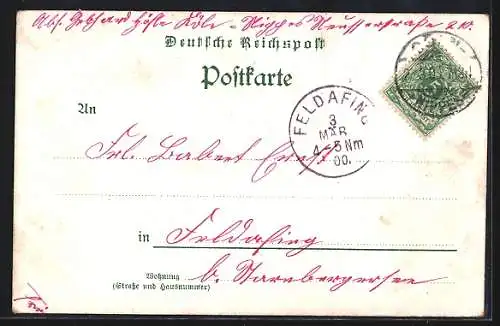 Lithographie Köln-Neustadt, Gereonskirche, Hohenzollernring u. Kaiser-Wilhelm-Denkmal