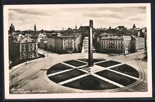 AK München, Karolinenplatz mit Obelisk