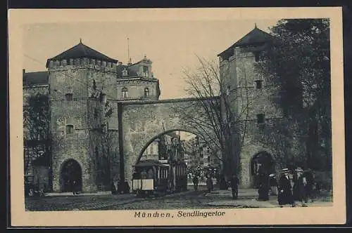 AK München, Sendlingertor mit Strassenbahn