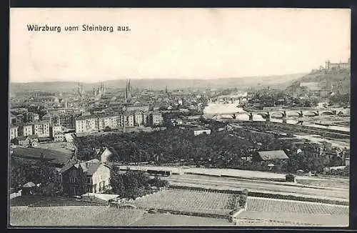 AK Würzburg, Panoramablick vom Steinberg gesehen