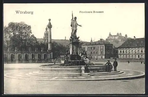 AK Würzburg, Frankoniabrunnen an der Königlichen Residenz