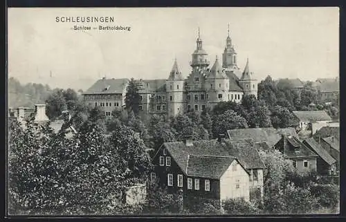 AK Schleusingen, Teilansicht mit Schloss-Bertholdsburg