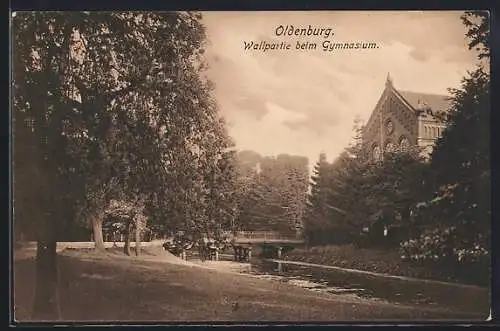 AK Oldenburg / O., Wallpartie beim Gymnasium