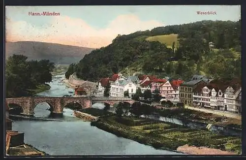 AK Hann. Münden, Ortspartie an der Weser