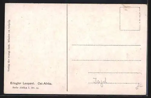 AK Zwei Jäger und erlegter Leopard