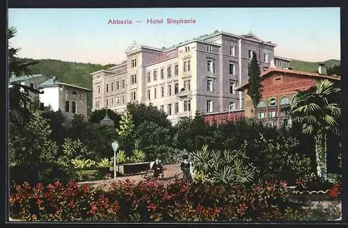 AK Abbazia, Blick zum Hotel Stephanie