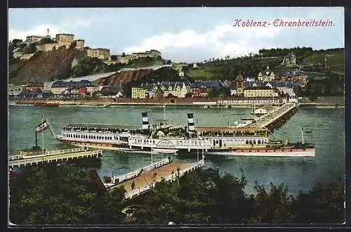 AK Koblenz-Ehrenbreitstein, Salondampfer Kaiserin Auguste Victoria auf dem Rhein