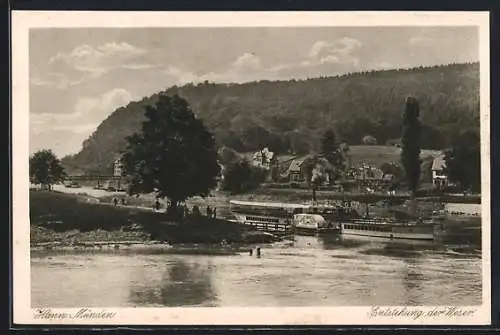 AK Hann.-Münden, Salondampfer Graf Moltke an der Entstehung der Weser