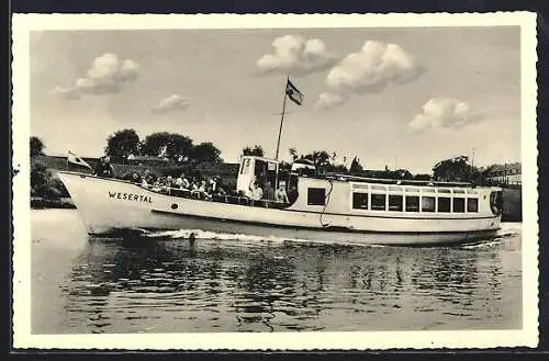 AK Motorschiff Weserland der Otto W. A. Schreiber-Reederei in Fahrt