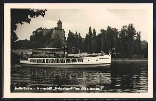 AK Halle / Saale, Motorschiff Heimatland am Giebichenstein