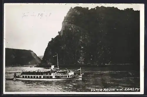 AK Dampfer Vater Rhein an der Loreley