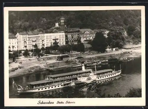 AK Schandau /Sächs. Schweiz, Dampfer Dresden auf der Elbe