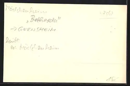 AK Gernsheim, Mädchenheim Bethesda im Winter