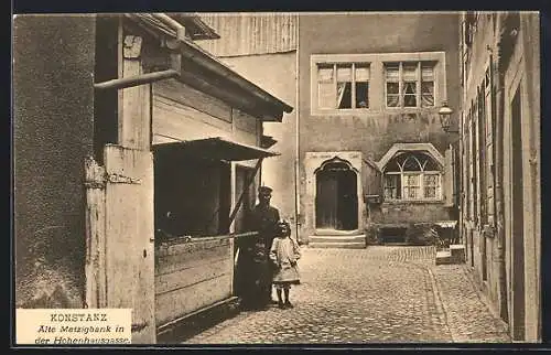 AK Konstanz, Strasseneck an der Hohenhausgasse mit alter Metzigbank