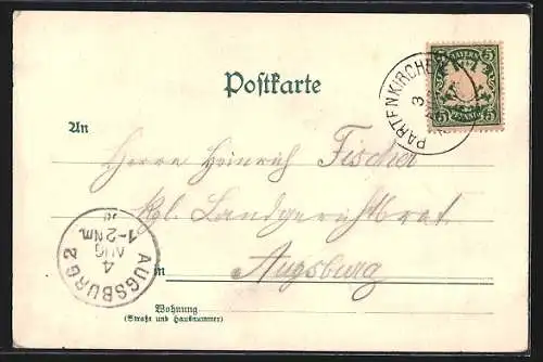 AK Partenkirchen, Ortsansicht mit Wettersteingebirge