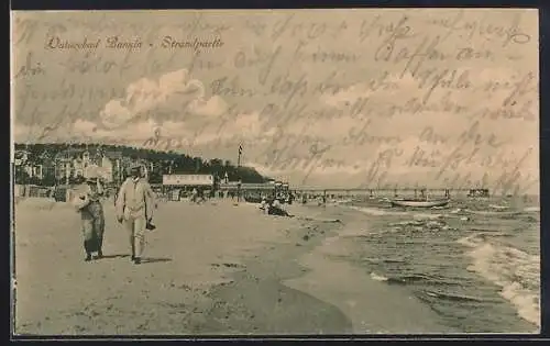 AK Bansin, Strandpartie mit Blick zur Seebrücke