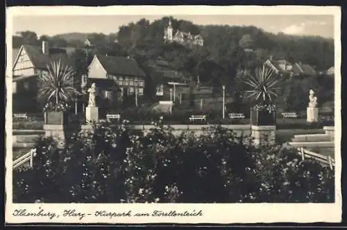 AK Ilsenburg /Harz, Kurpark am Forellenteich