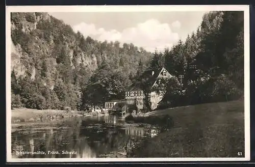 AK Schottersmühle /Fränk. Schweiz, Gebäude am Wasser