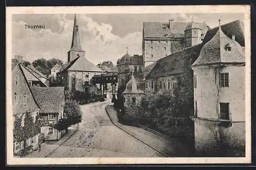 AK Thurnau, Strassenpartie mit Blick zur Kirche