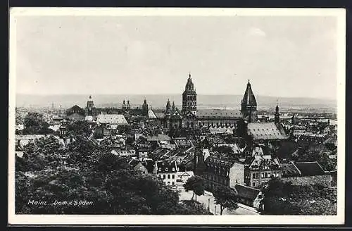 AK Mainz, Blick auf den Dom von Süden