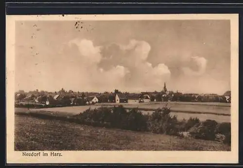 AK Neudorf im Harz, Ortsansicht vom Feld aus