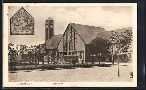 AK Oldenburg i. O., Blick auf den Bahnhof