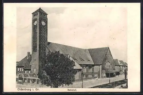 AK Oldenburg i. O., Blick auf den Bahnhof