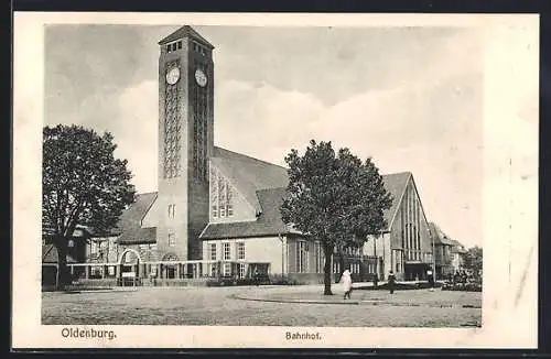 AK Oldenburg i. O., Blick auf den Bahnhof