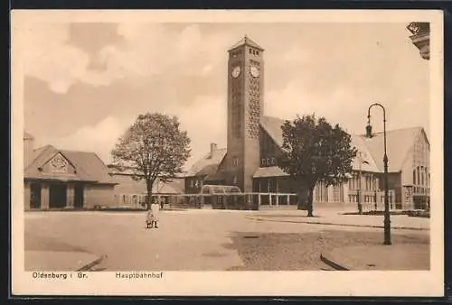 AK Oldenburg i. O., Blick auf den Bahnhof